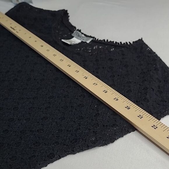 Pinky sz L black cropped lace pullover top - Picture 5 of 8